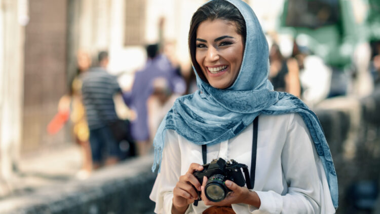 woman with camera